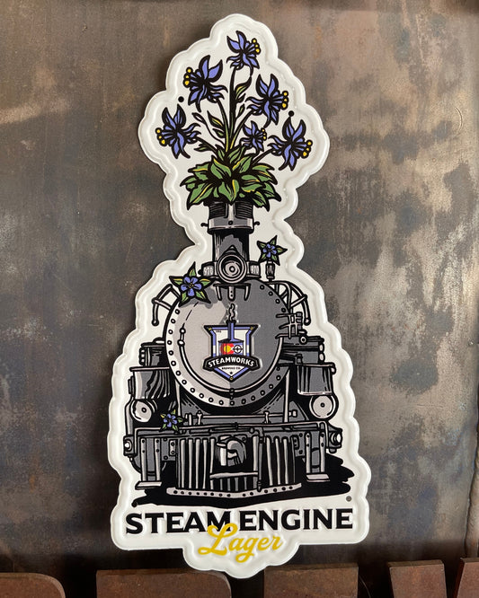 Steam Engine Lager Flower Train Wall Tin Tacker